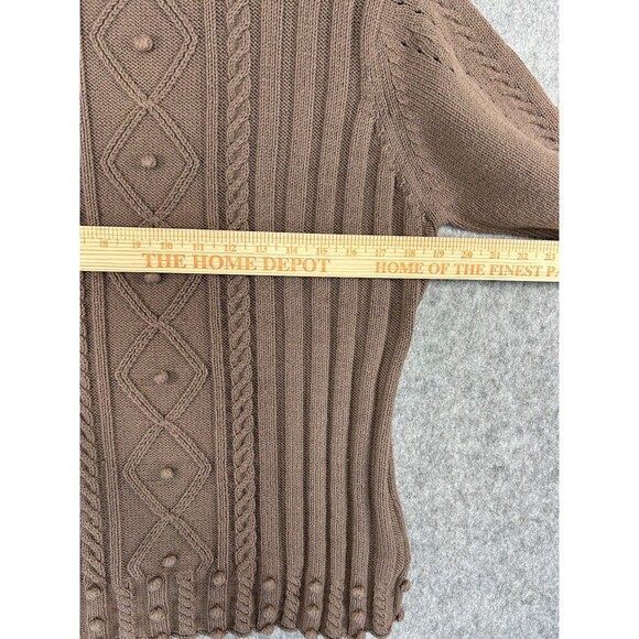 Women's Chocolate Cable Knit Sweater Long Sleeve 3D Cable Knit Textured Size XL - Picture 6 of 8